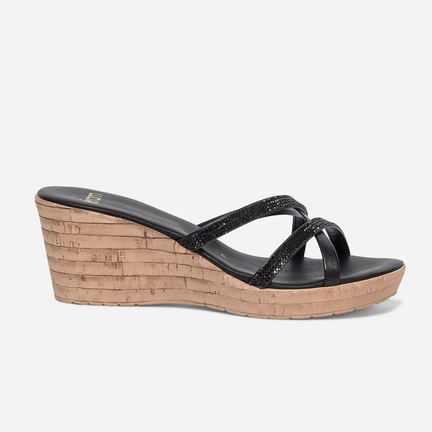 Mule compensée noir sale