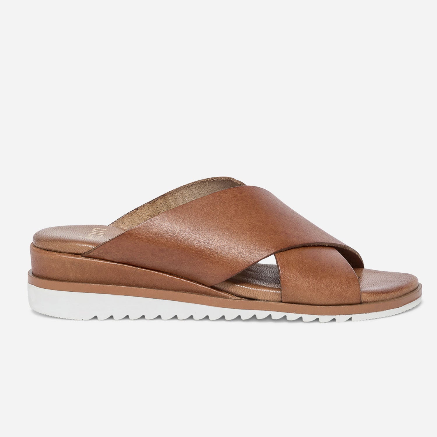 Mule cognac en cuir Mules Tongs Femme ERAM