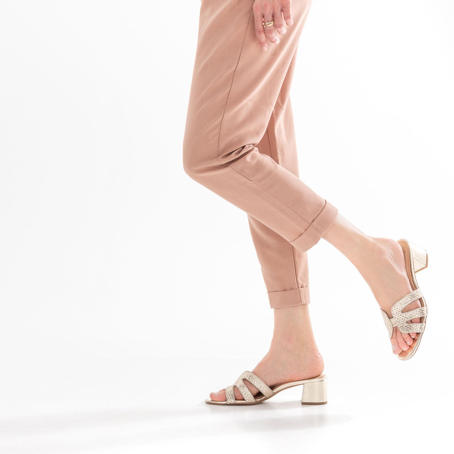 Mule doree tresse Mules Tongs Femme ERAM