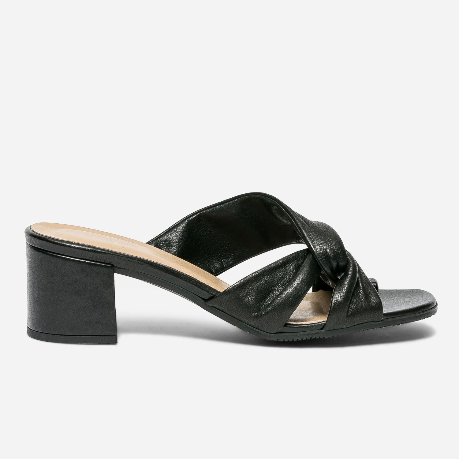 Mule TEXTO noire en cuir brides souples Mules Tongs Femme ERAM