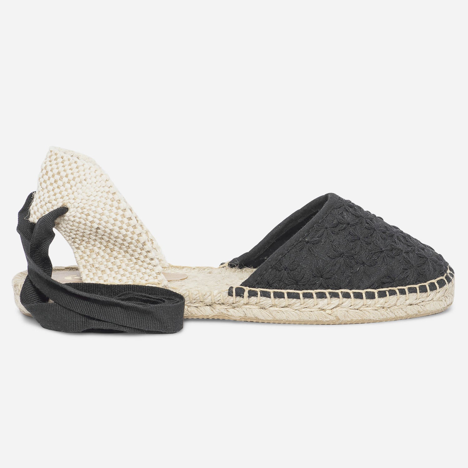 Espadrille noire brodee fleurs Espadrilles Femme ERAM