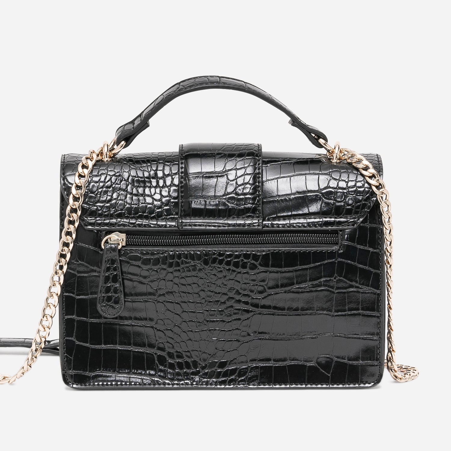 Sac a main noir embosse croco avec maxi chaine Sacs a main Maroquinerie ERAM