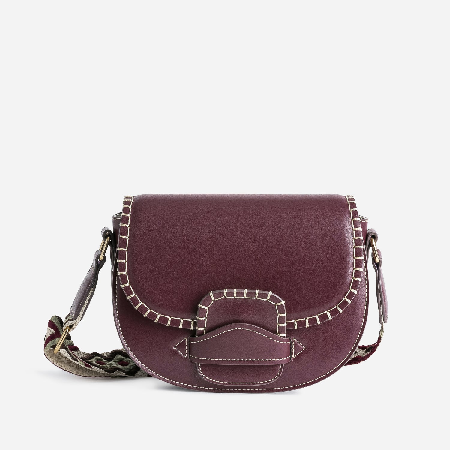 Sac bandouli re TEXTO prune large bandouli re tress e