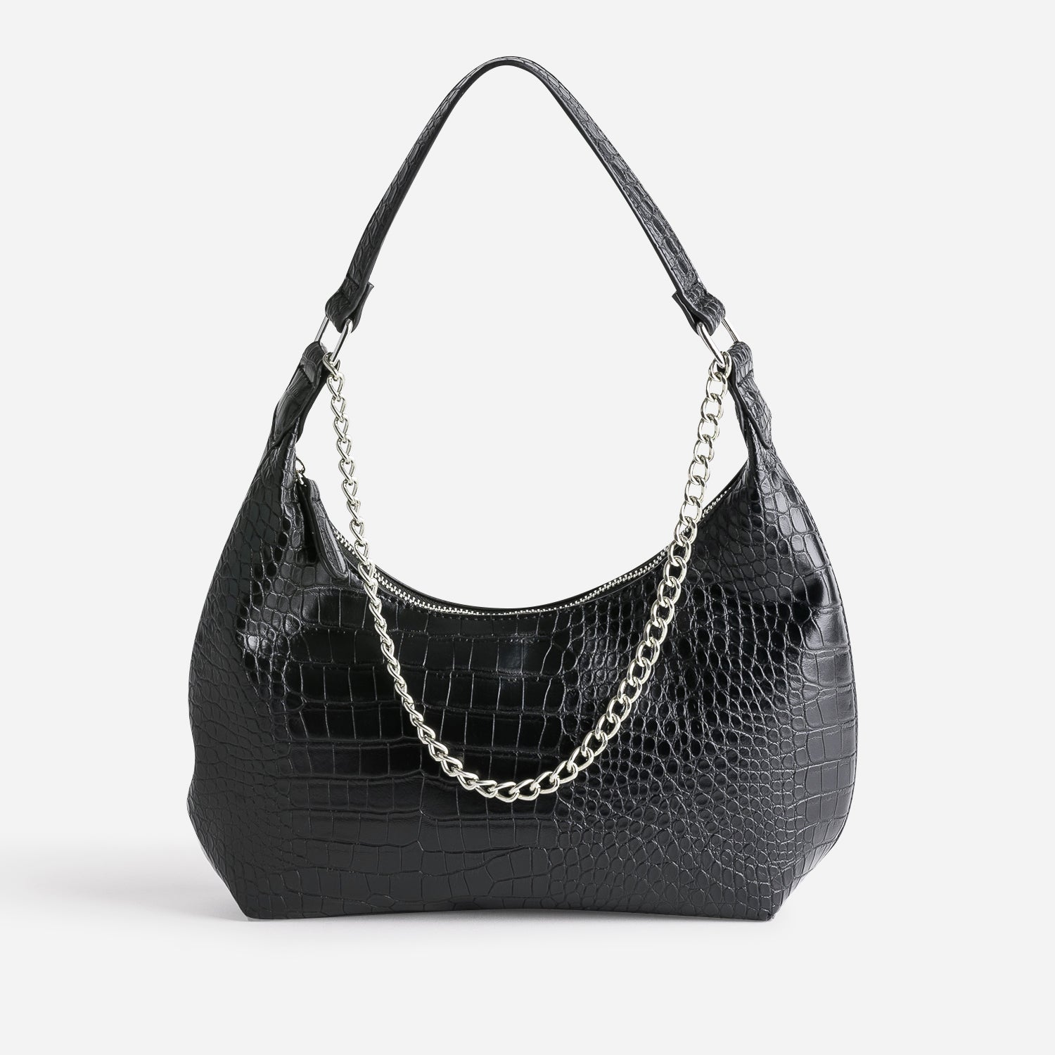 Sac a main online noir effet croco