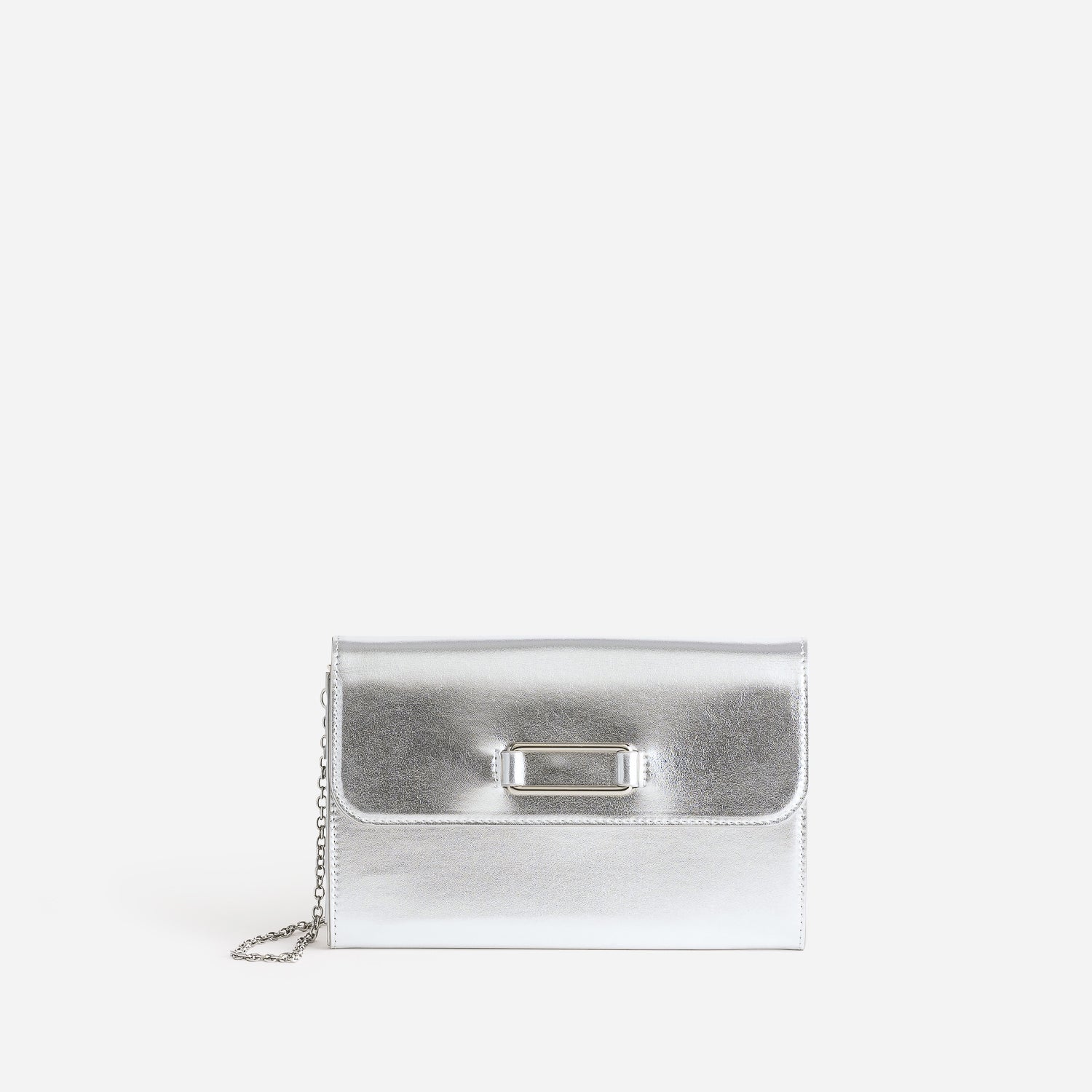 Pochette métallisée argent top