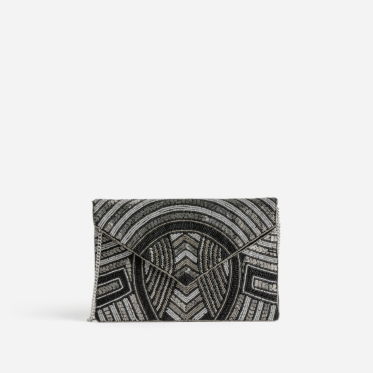 Pochette TEXTO noire broderie perles