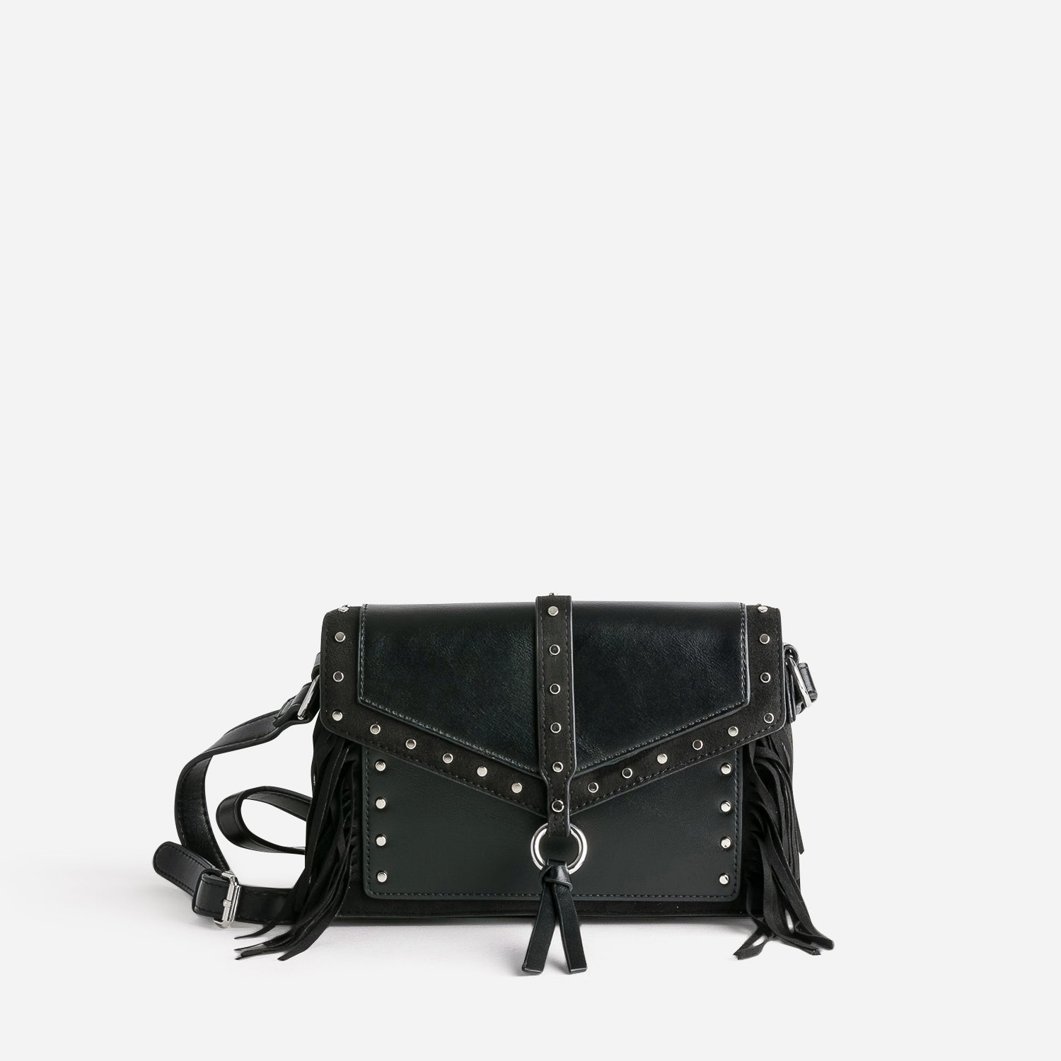 Sac TEXTO noir a clous et franges