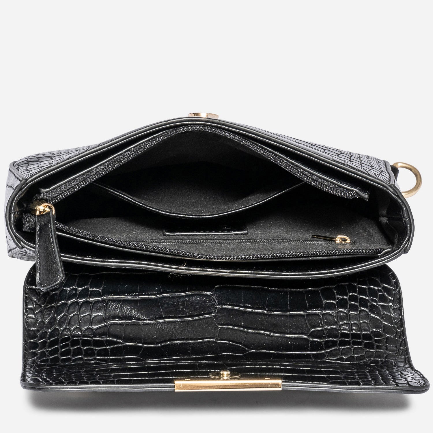 Sac a main effet croco noir cheap