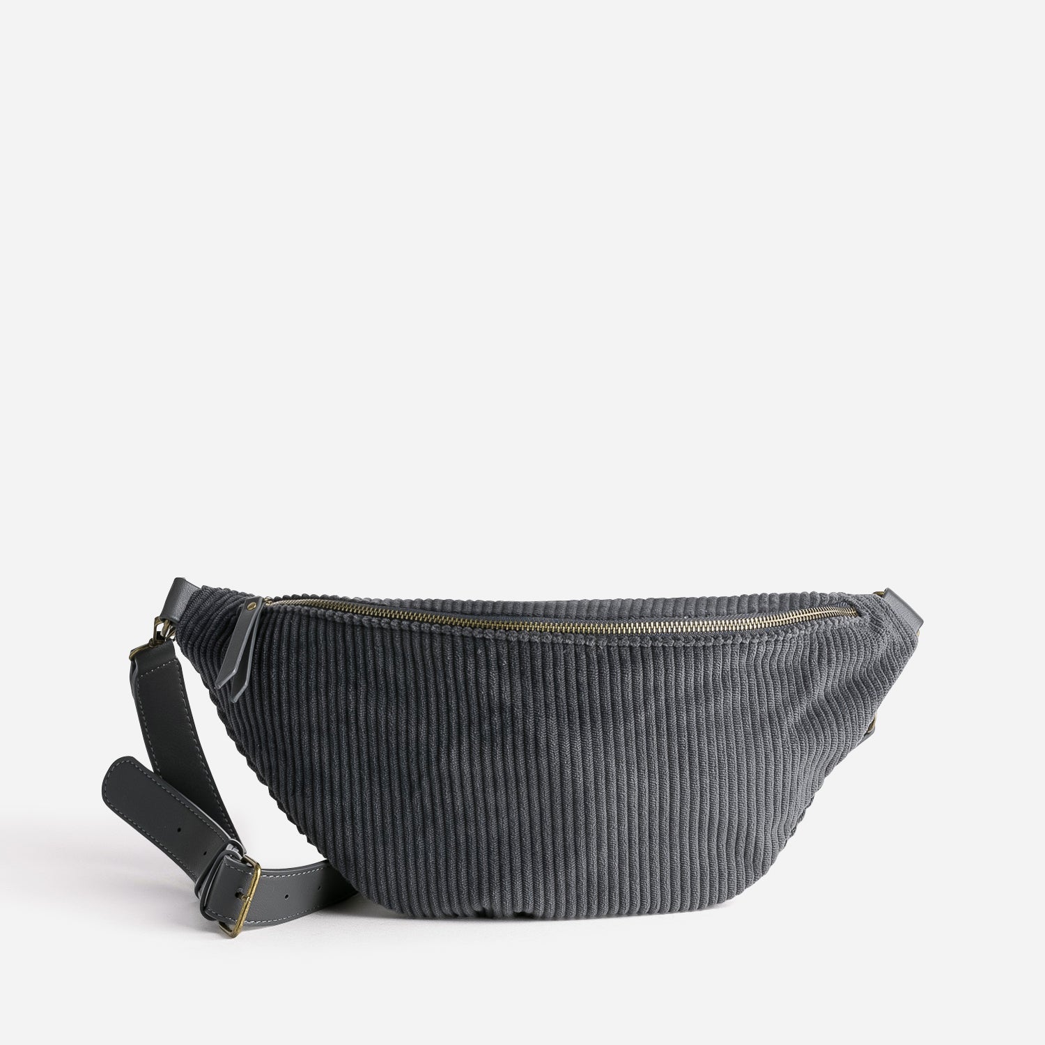Sac banane gris velours cotele