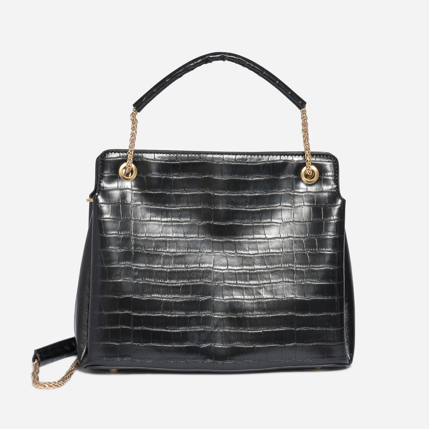 Sac main noir emboss effet croco Sacs main Maroquinerie ERAM