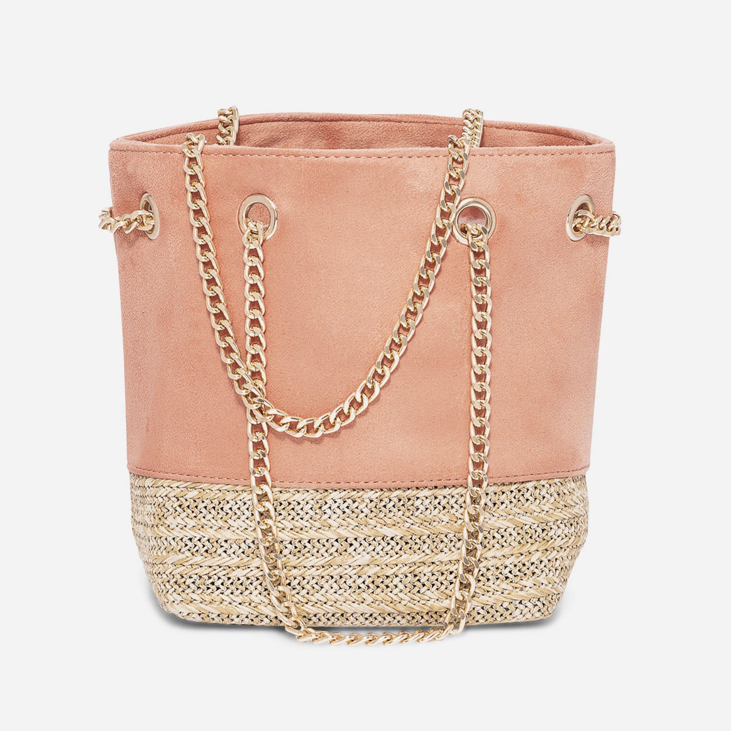 Sac seau rose peche bi matiere Sacs a main Maroquinerie ERAM