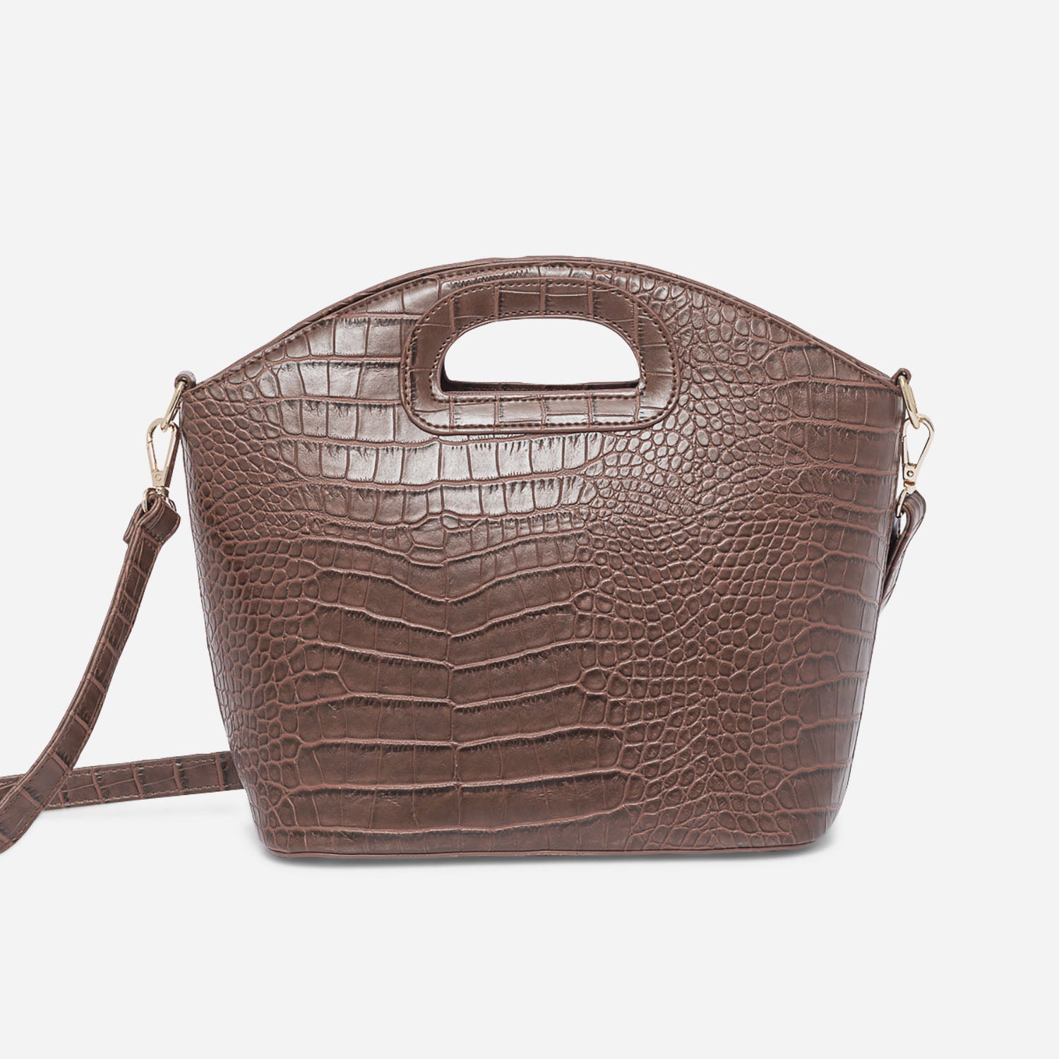 Sac effet croco marron cheap