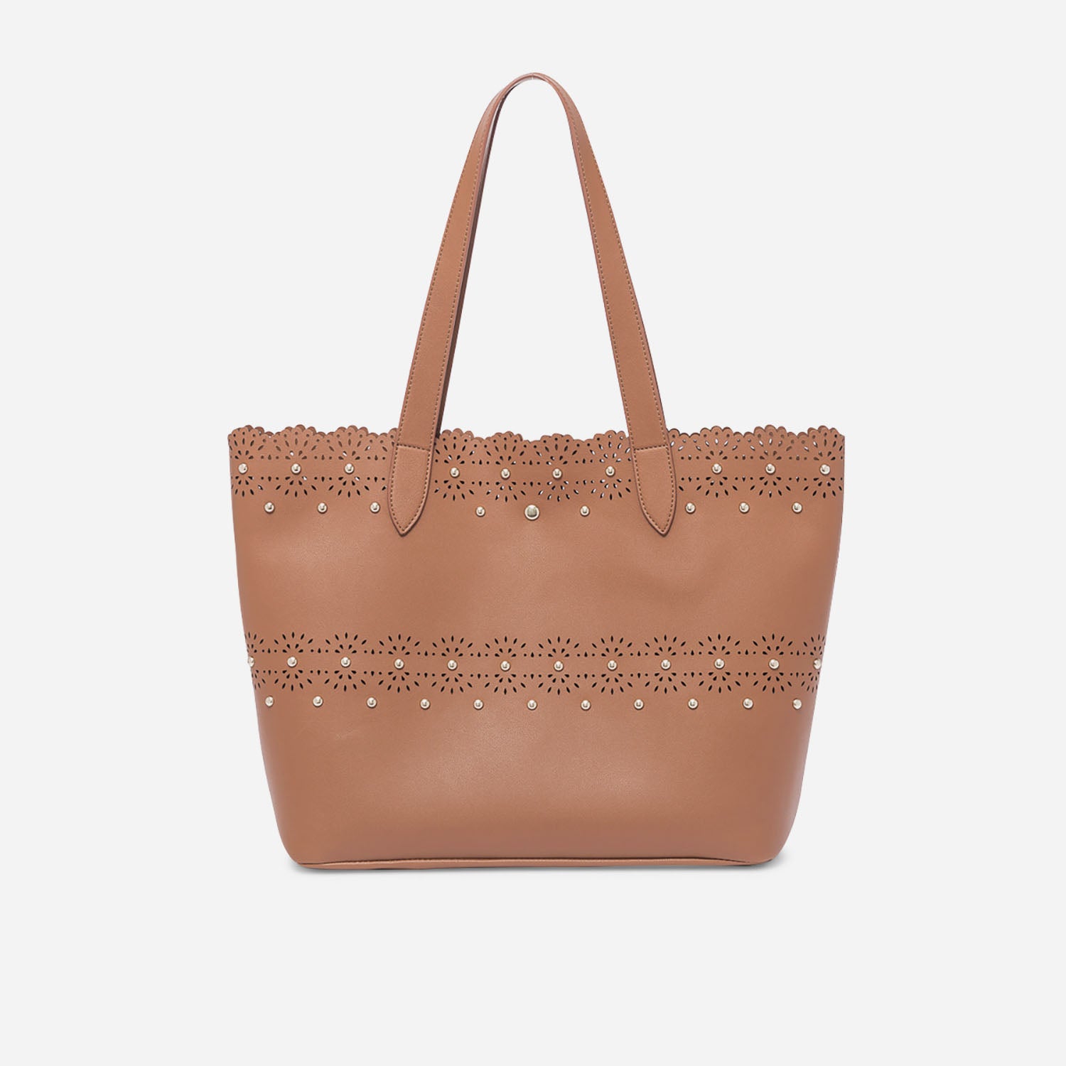 Sac cabas marron perfore et cloute Sacs a main Maroquinerie ERAM