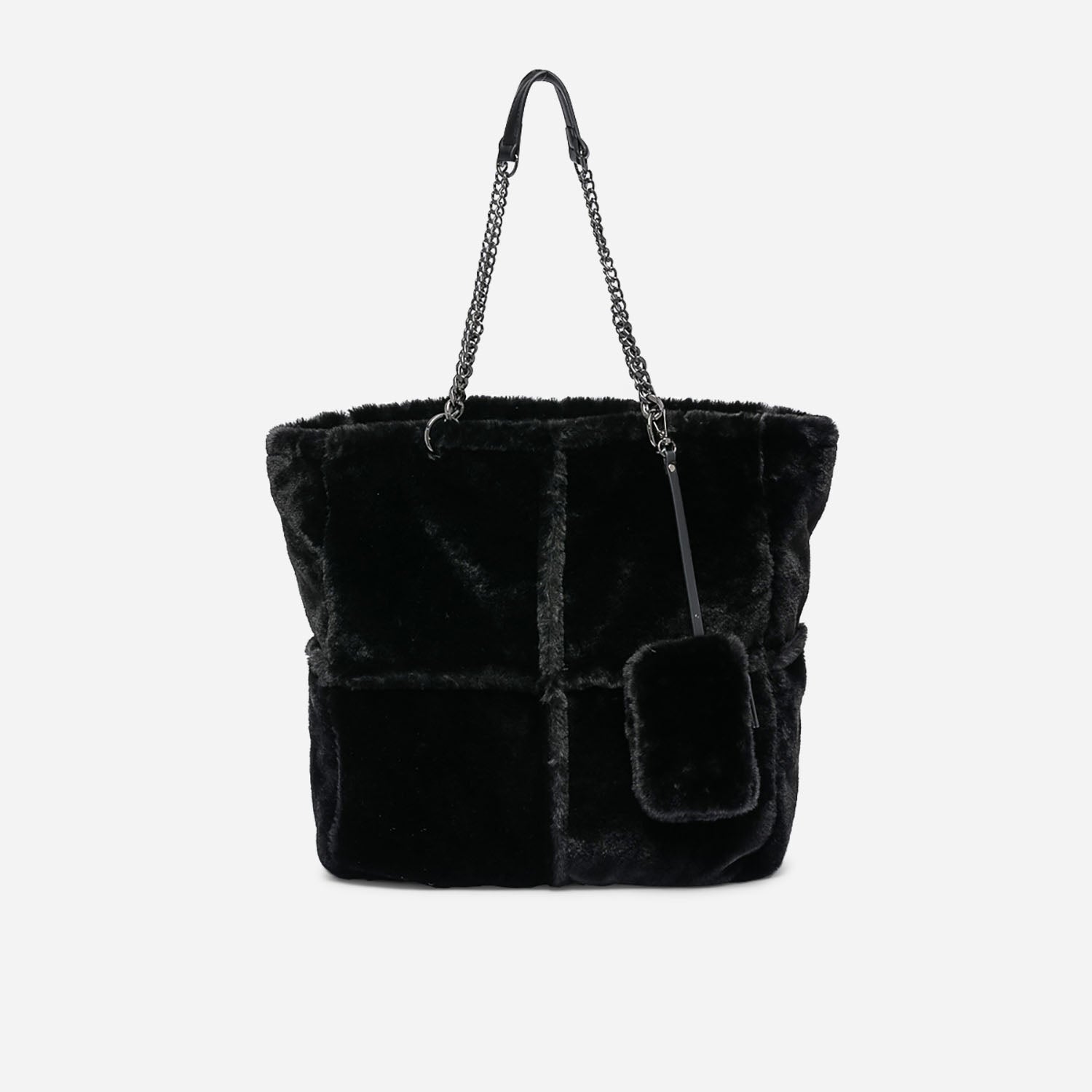 Sac cabas TEXTO noir imitation fourrure Sac cabas Grand volume Maroquinerie ERAM