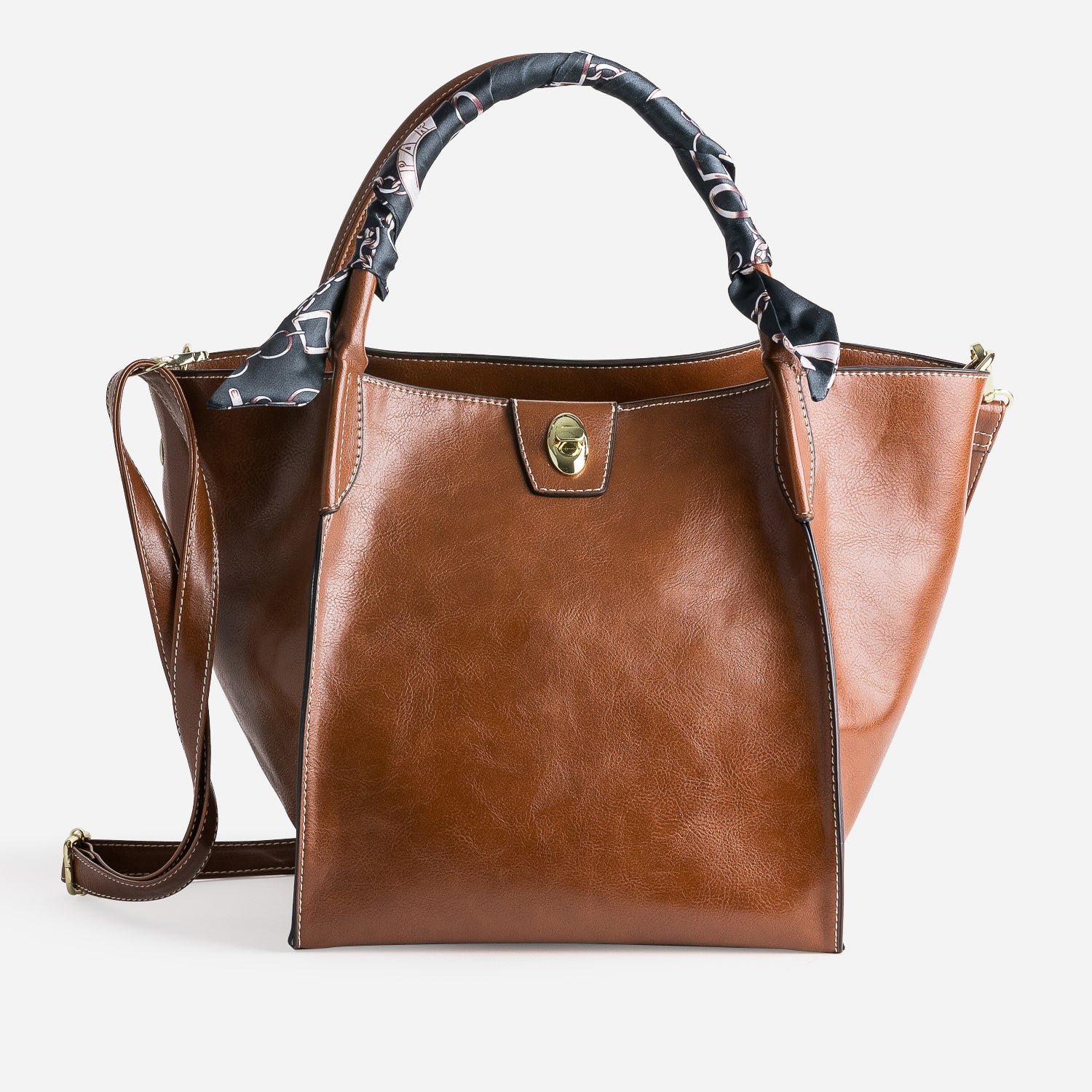 Sac cabas cognac d cor foulard Sac cabas Grand volume