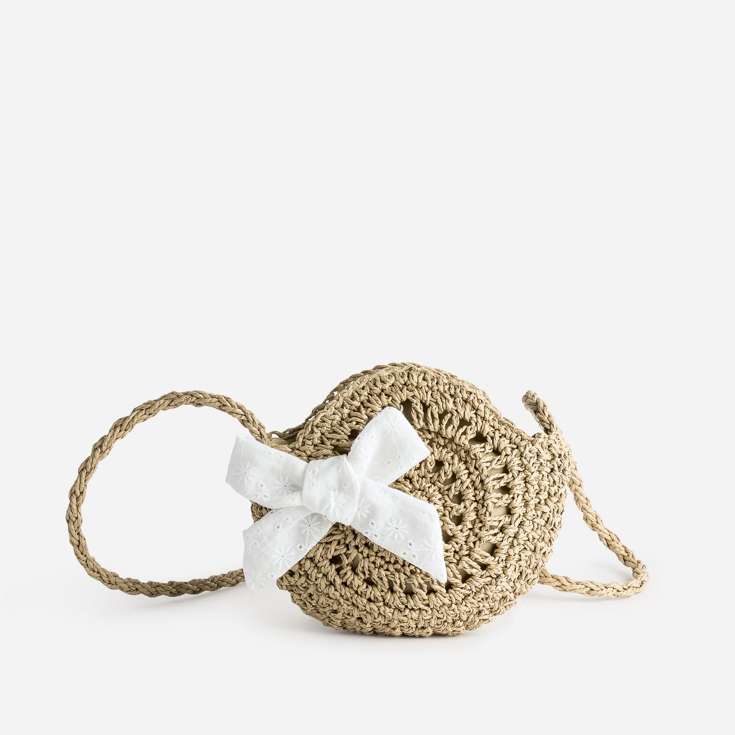 Sac a main enfant beige en paille tresse decor n ud Maroquinerie enfant Maroquinerie ERAM
