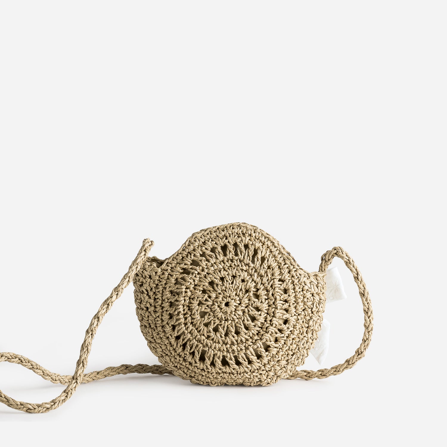 Sac a main enfant beige en paille tresse decor n ud Sac cabas Grand volume Maroquinerie ERAM