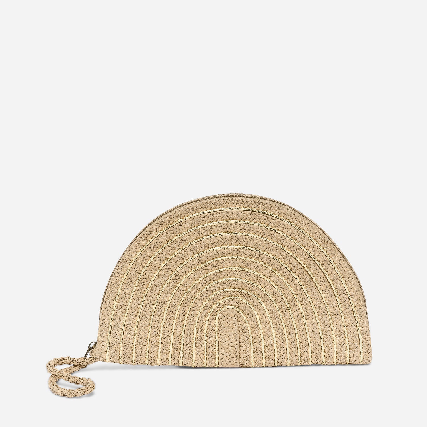 Sac pochette beige effet raphia rayures dor es Sacs main