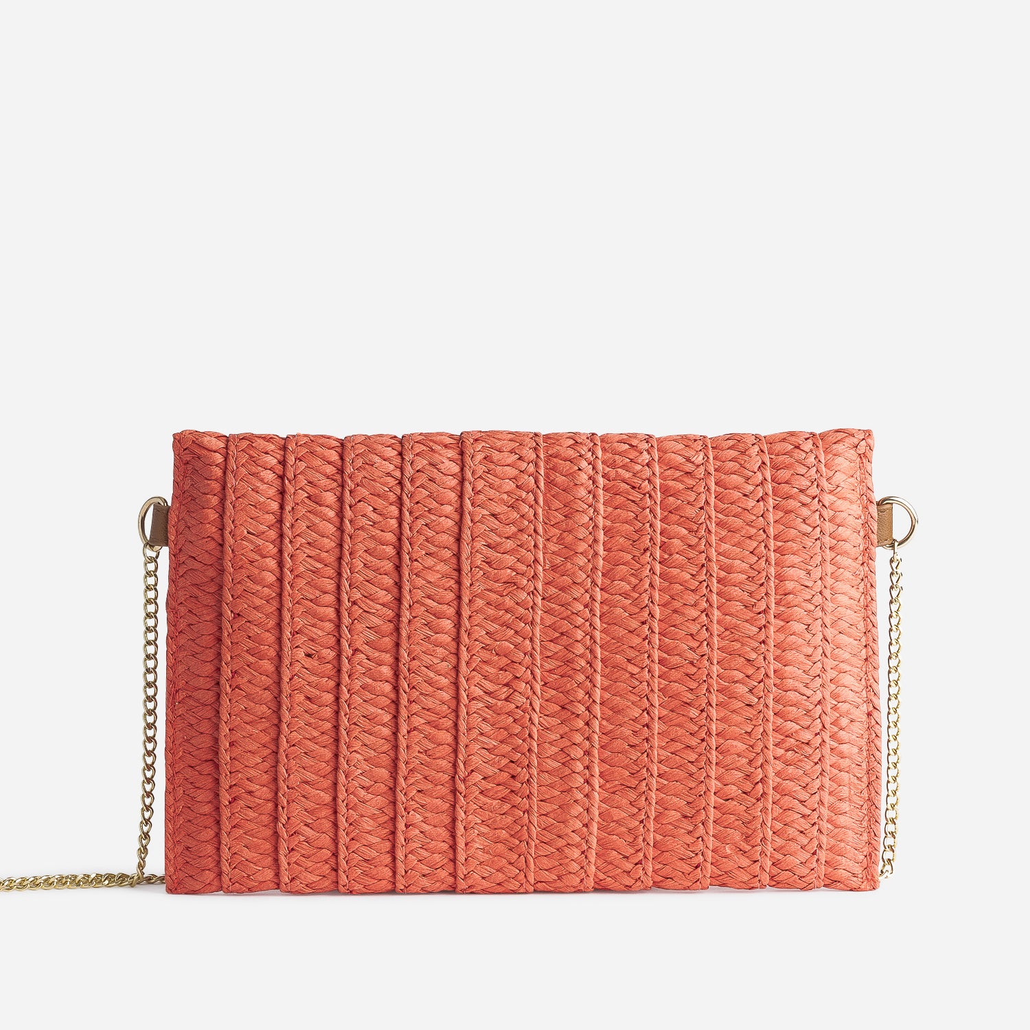 Sac pochette orange en papier tresse et cloute Sacs a main Maroquinerie ERAM