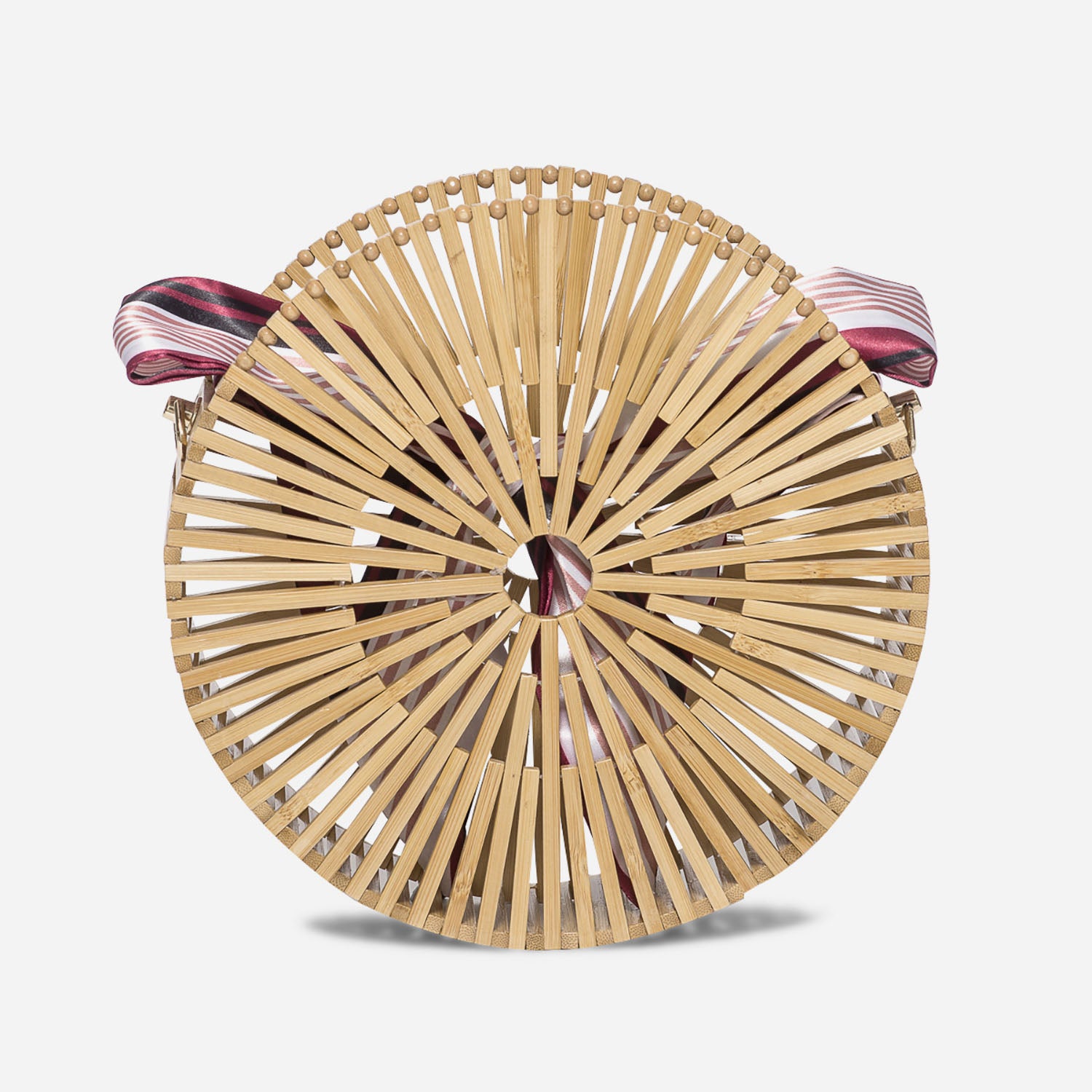 Sac main rond beige en bois Sac cabas Grand volume