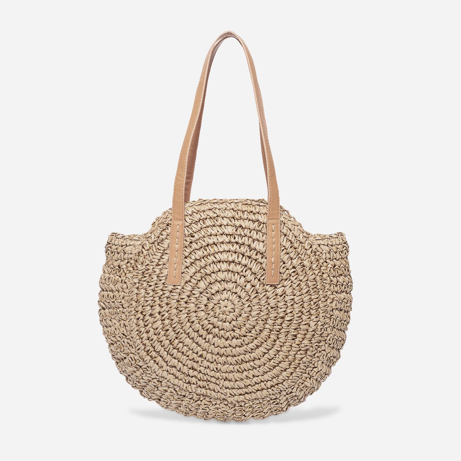 Panier en paille beige et or