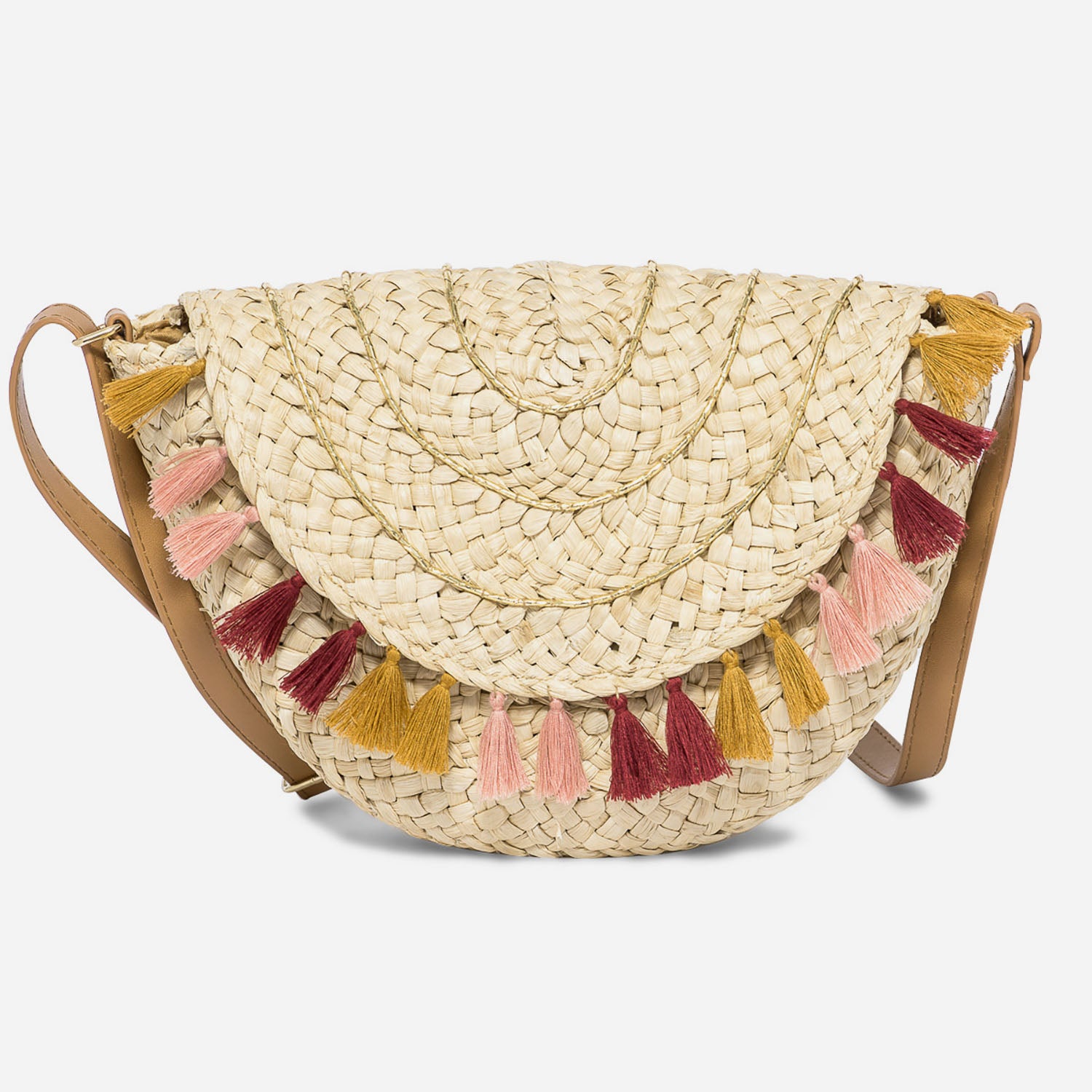Panier bandouli re en paille avec pompons Sac cabas Grand