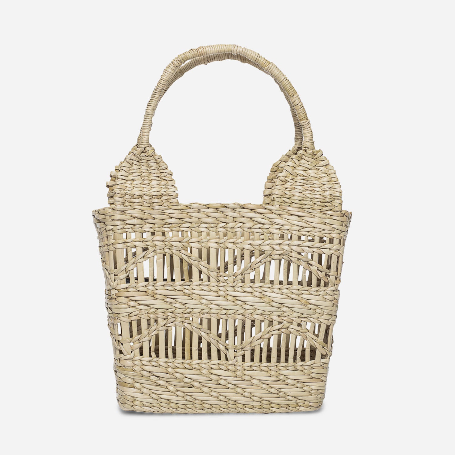 Panier beige en paille ajour e Sac cabas Grand volume
