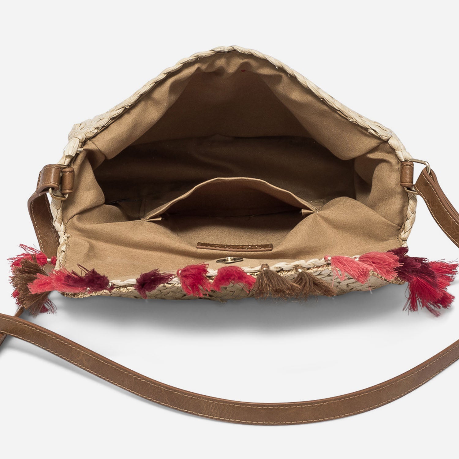 Sac bandouliere TEXTO beige en paille a pampilles Sacs a main Maroquinerie ERAM