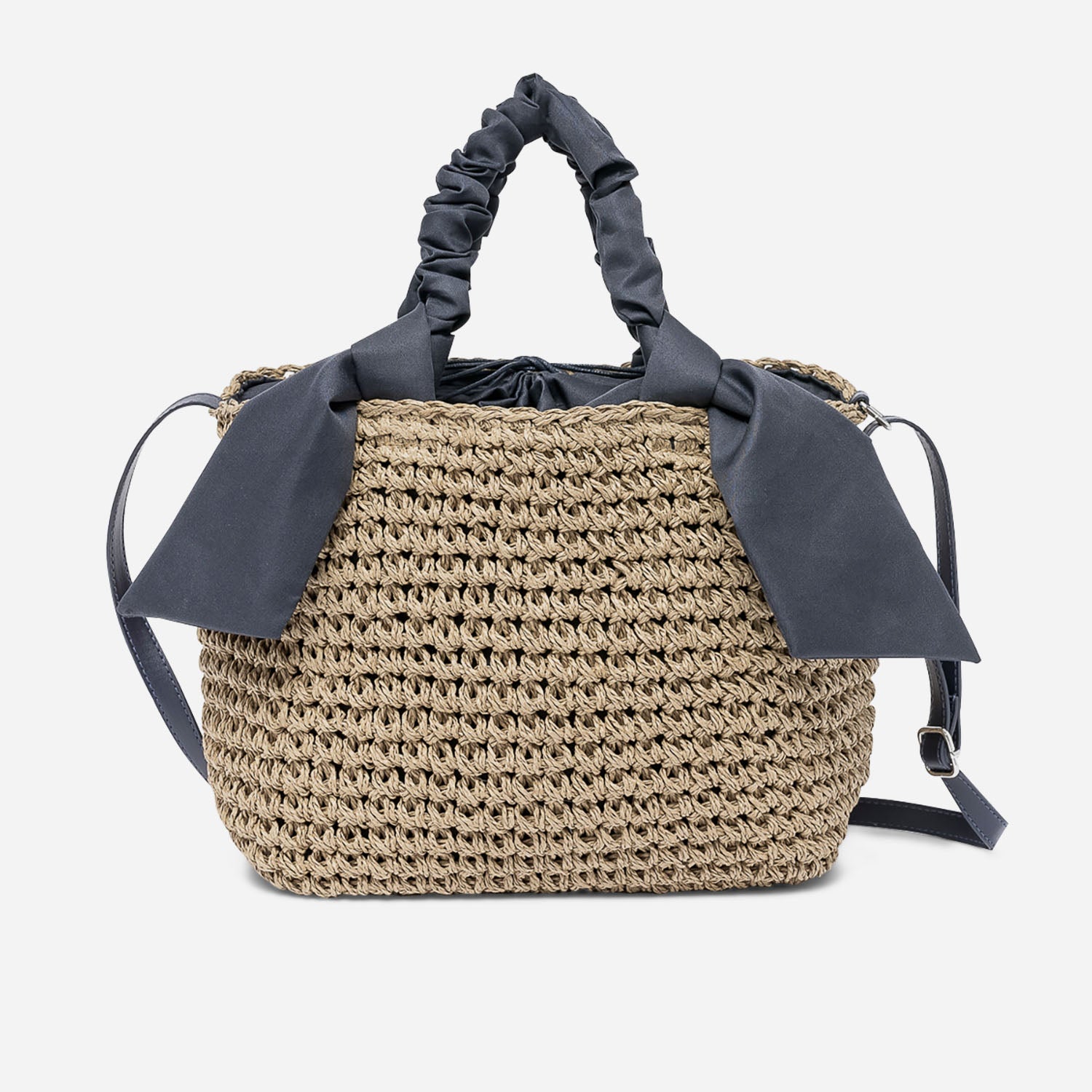 Panier beige fonc tress anses marine Sac cabas Grand