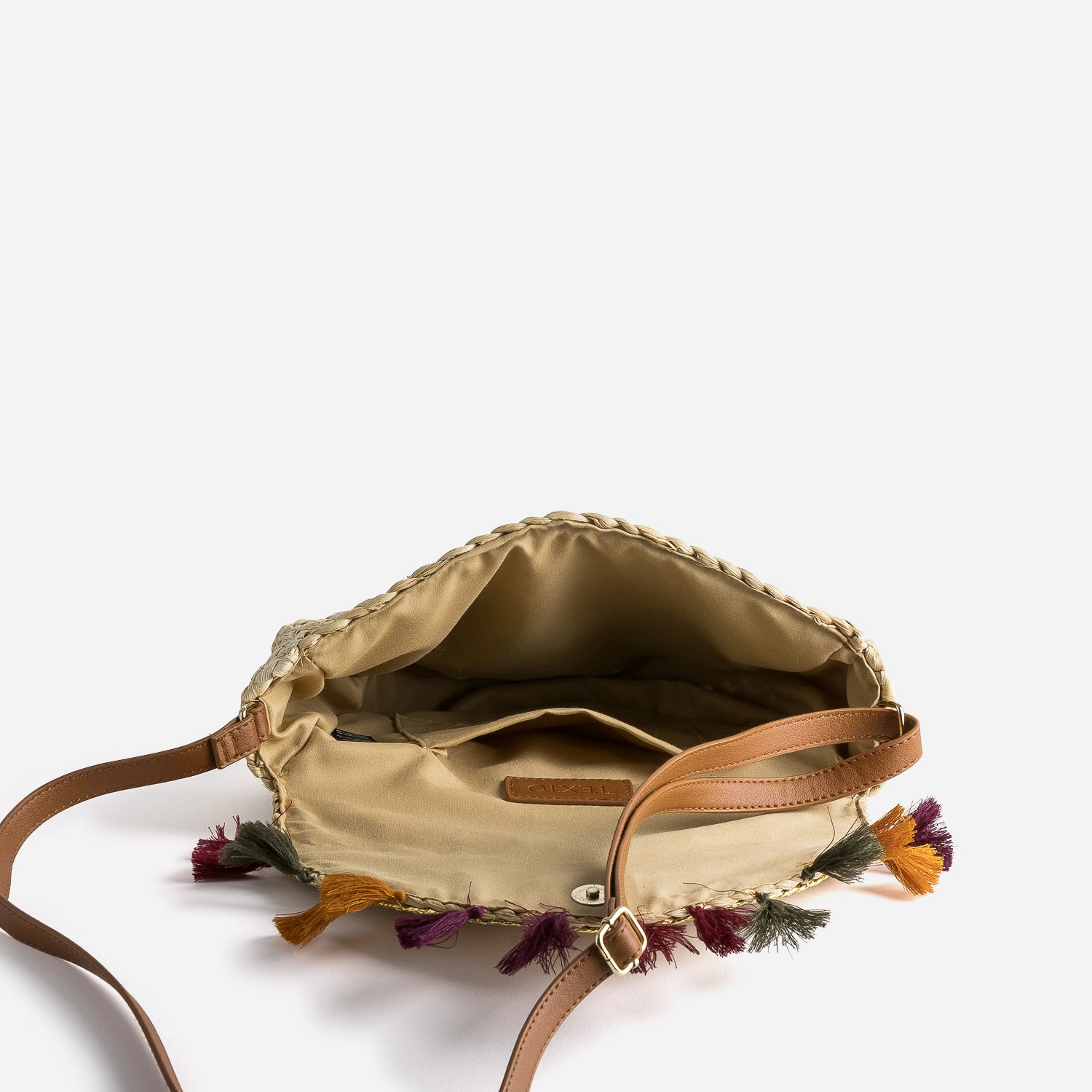 Sac bandouliere TEXTO beige en paille a pampilles Sacs a main Maroquinerie ERAM