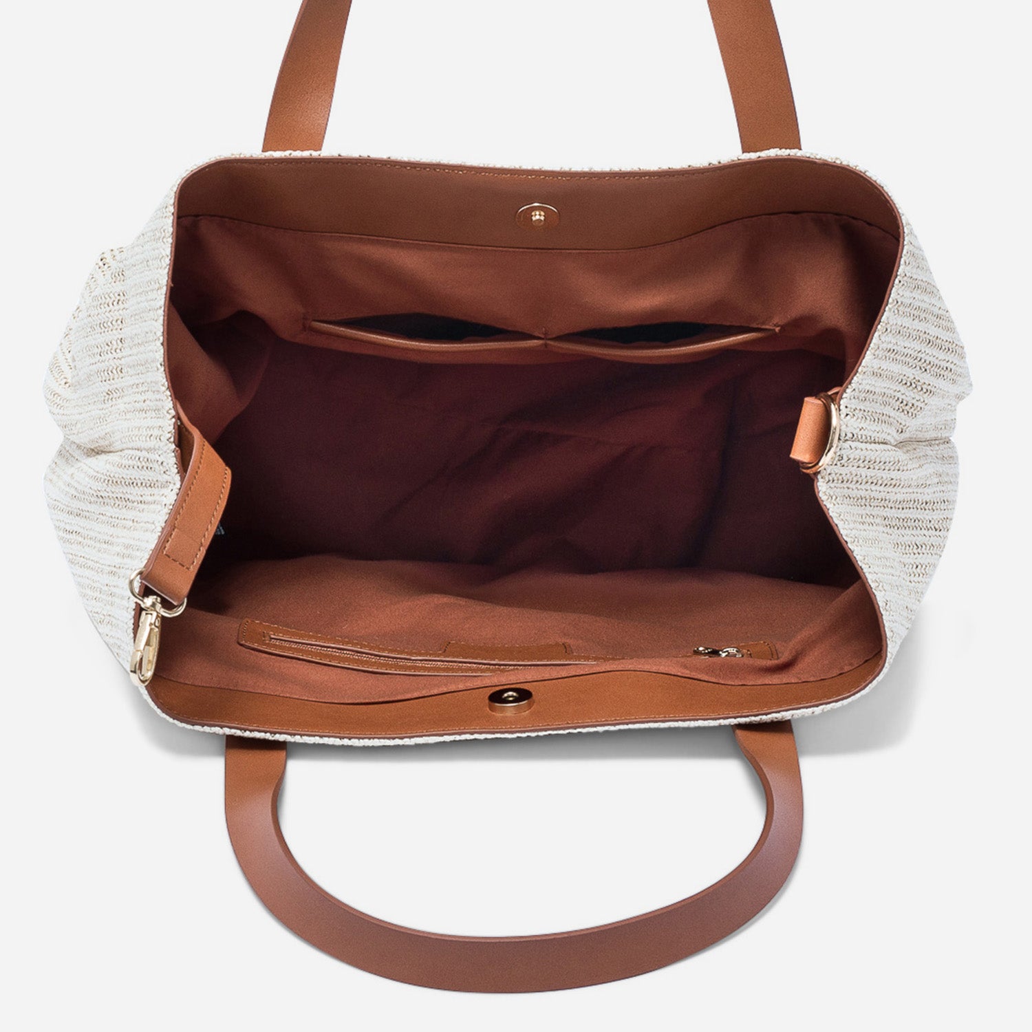 Sac cabas paille beige effet tresse