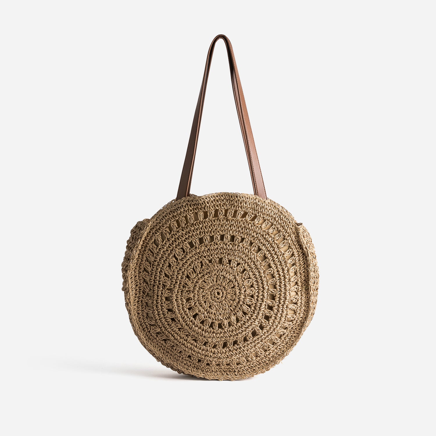 Panier rond beige fonce paille papier