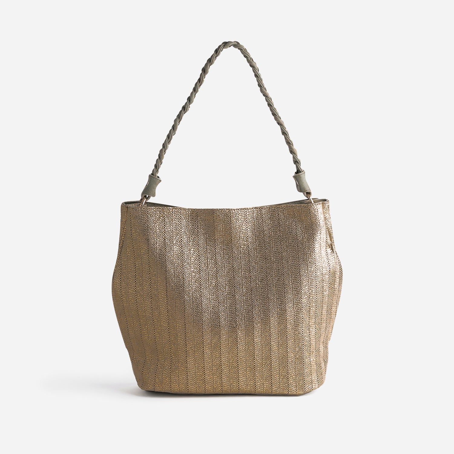 Sac cabas kaki avec tressage dor Sac cabas Grand volume