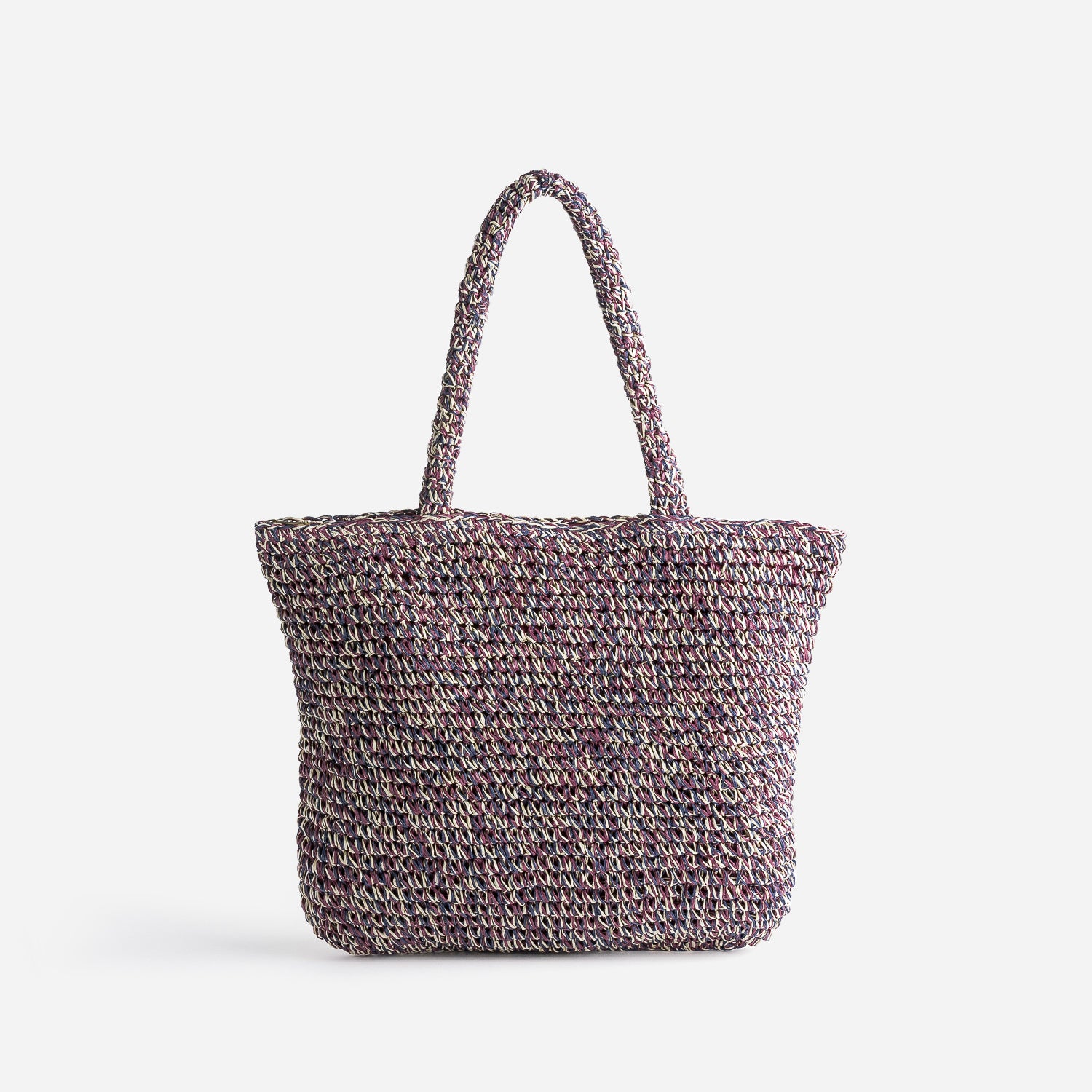 Sac cabas prune marine ecru tresse Sac cabas Grand volume Maroquinerie ERAM