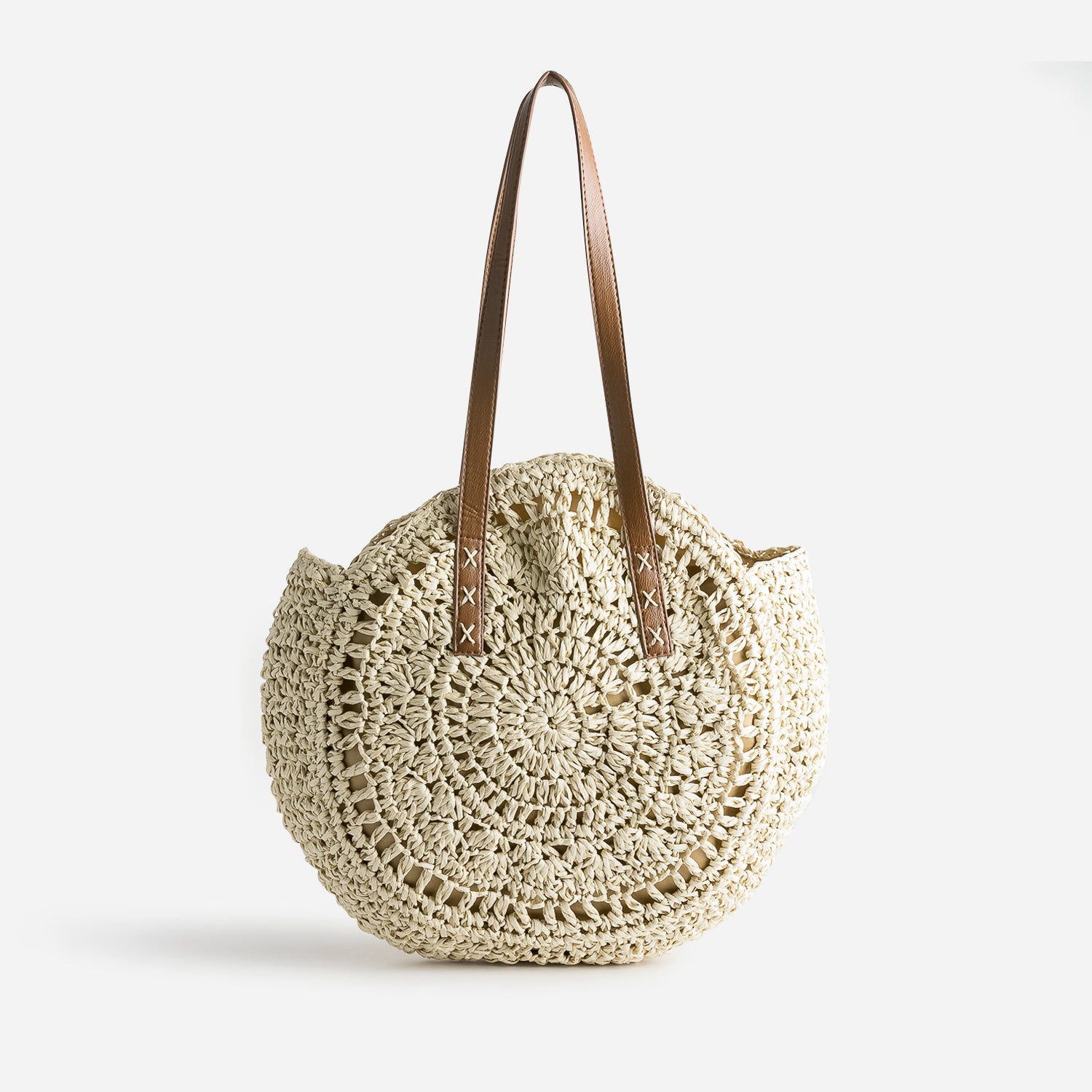 Panier rond beige clair paille papier