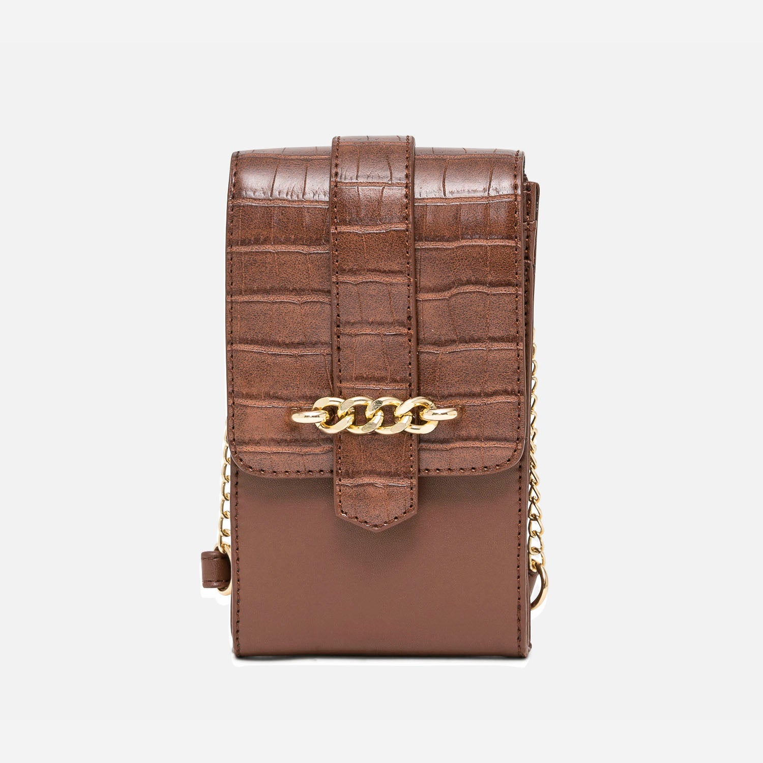 Pochette t l phone cognac avec embossage Pochettes