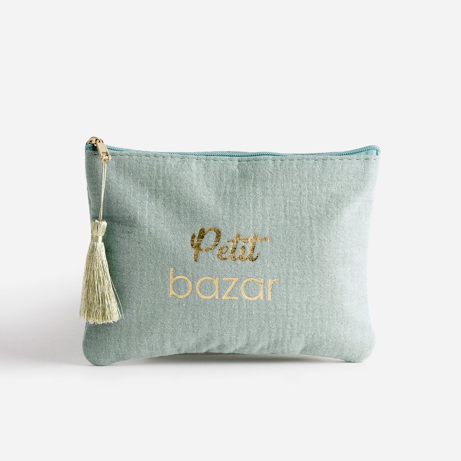 Pochette vert sauge avec message dor Pochettes Maroquinerie ERAM