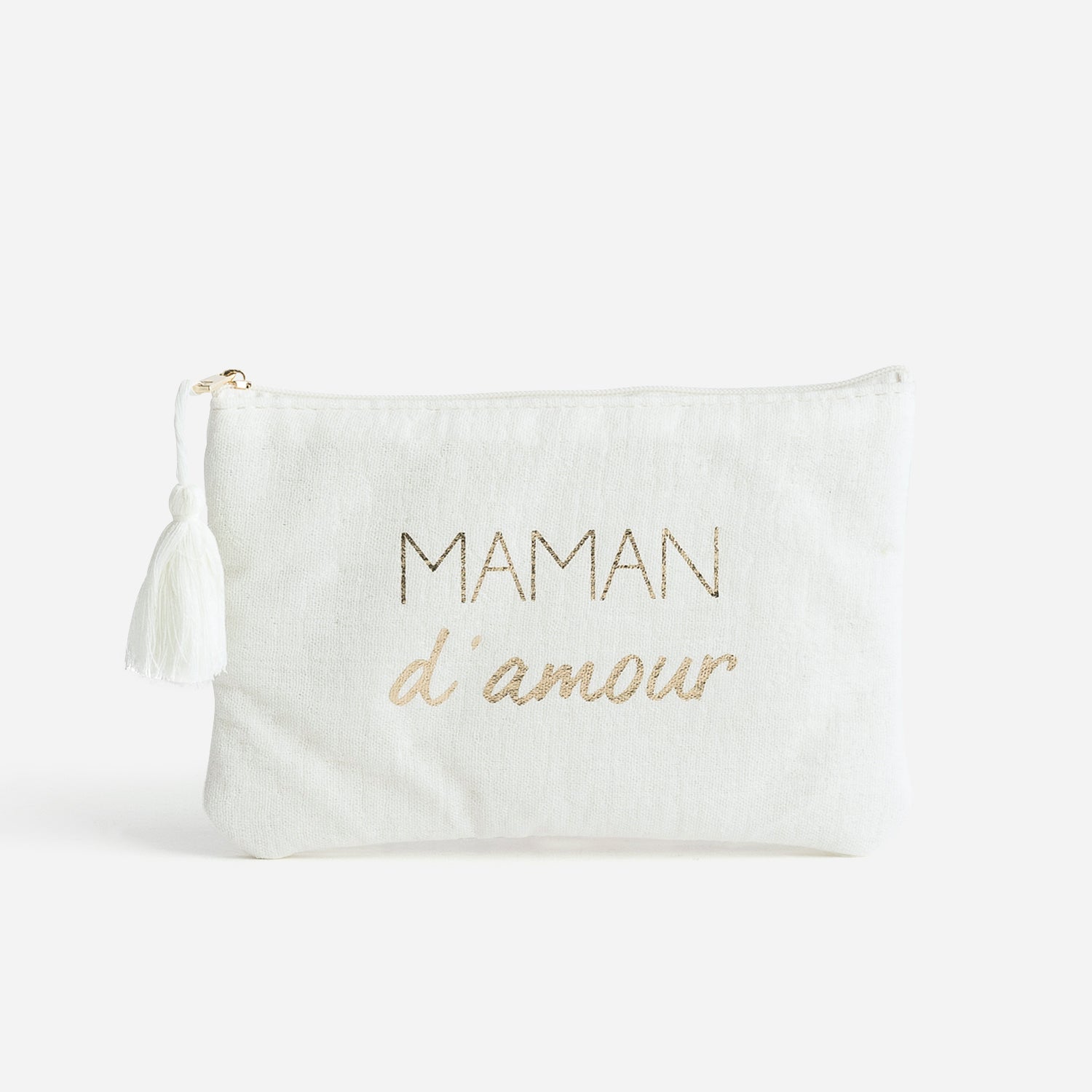 Pochette ecrue a message dore Pochettes Maroquinerie ERAM