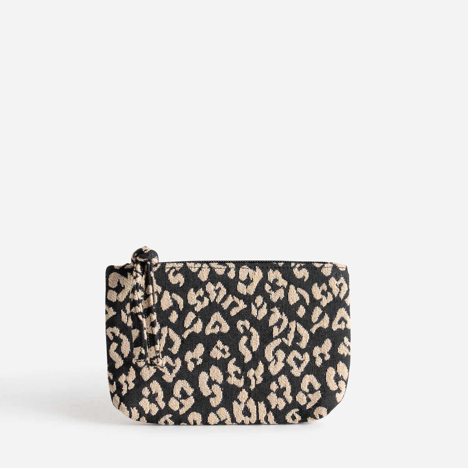 Pochette TEXTO noire a motif lepard