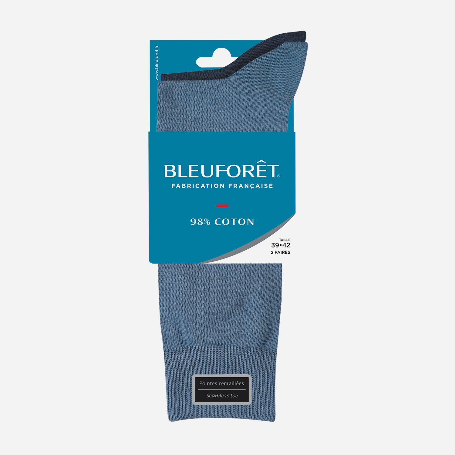 2 paires de chaussette BLEUFORET bleues Pointure 43 46