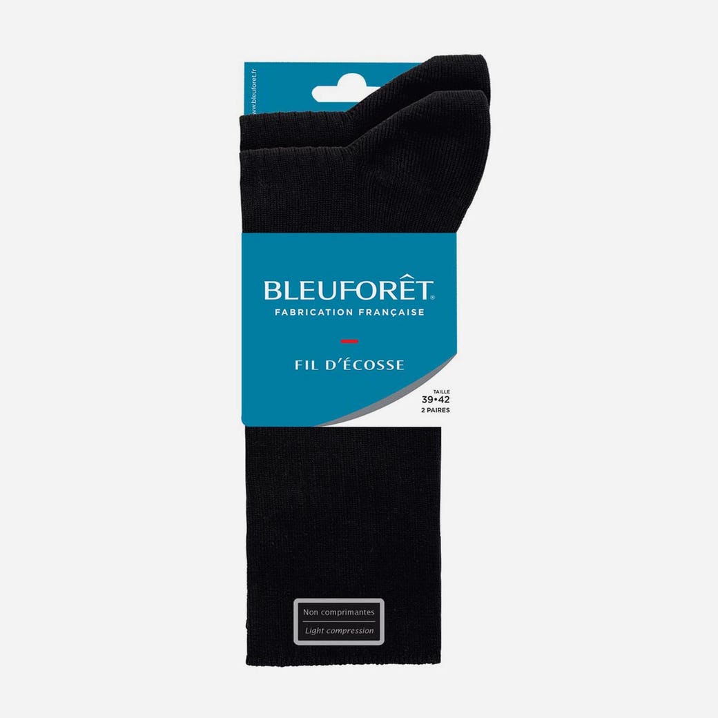 2 paires de chaussettes BLEUFORET noires côtelées Pointure 39-42 NOIR pour 7 Bleu Foret