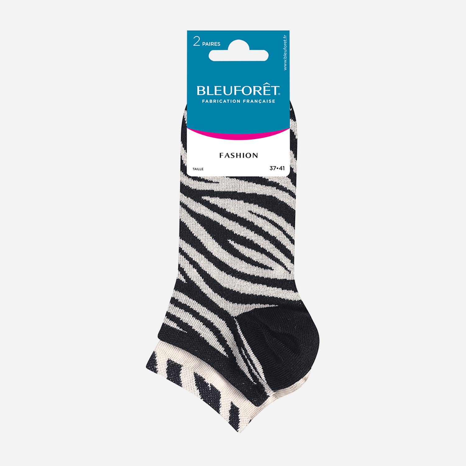 Chaussettes BLEU FORET a motif zebre 37 41