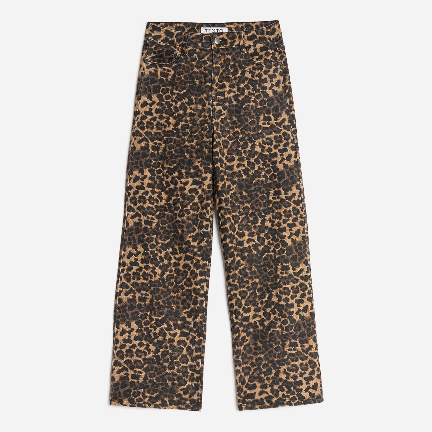Jean TEXTO marron a imprime leopard Textile femme Accessoires ERAM