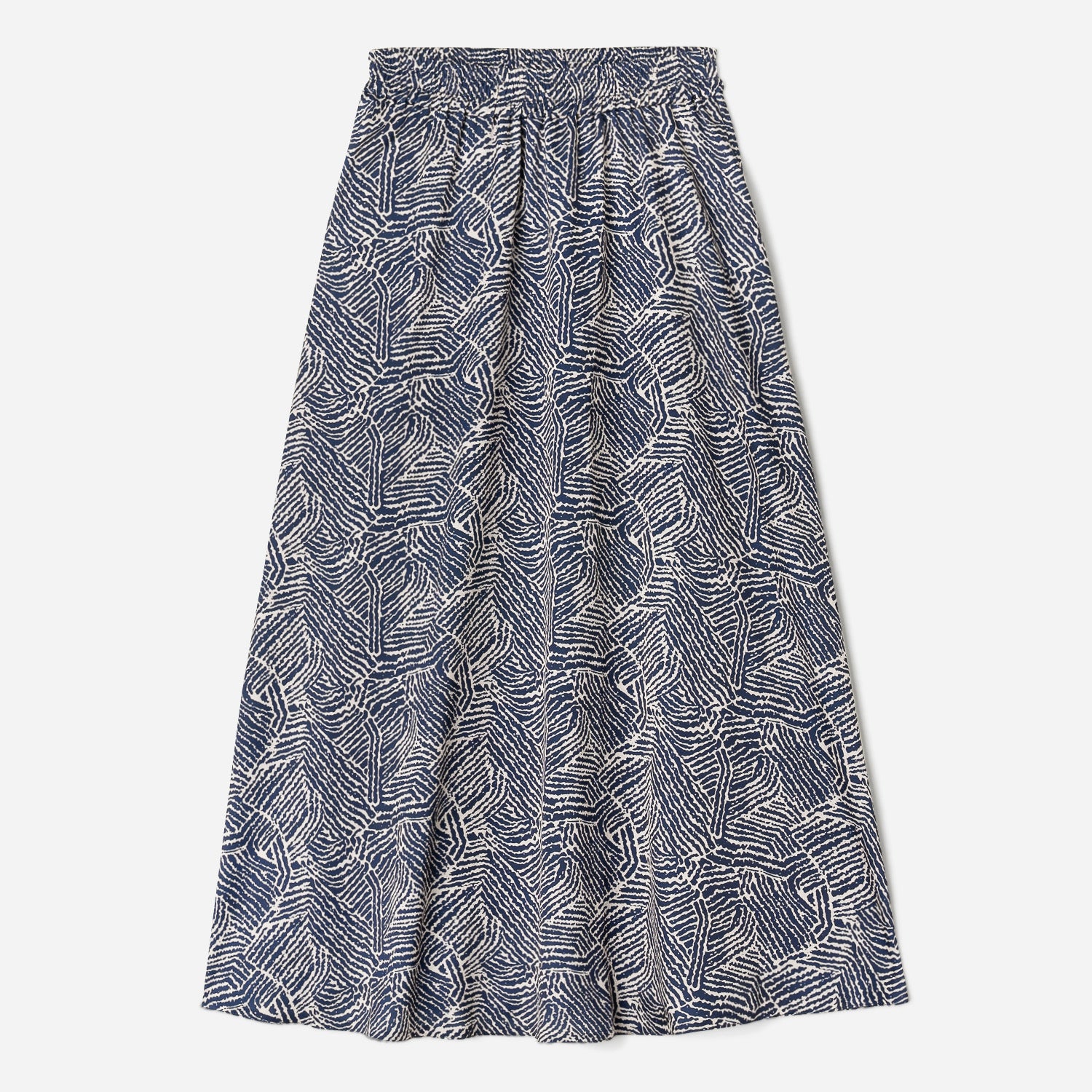 Jupe midi TEXTO bleue satin e motif ethnique Textile femme