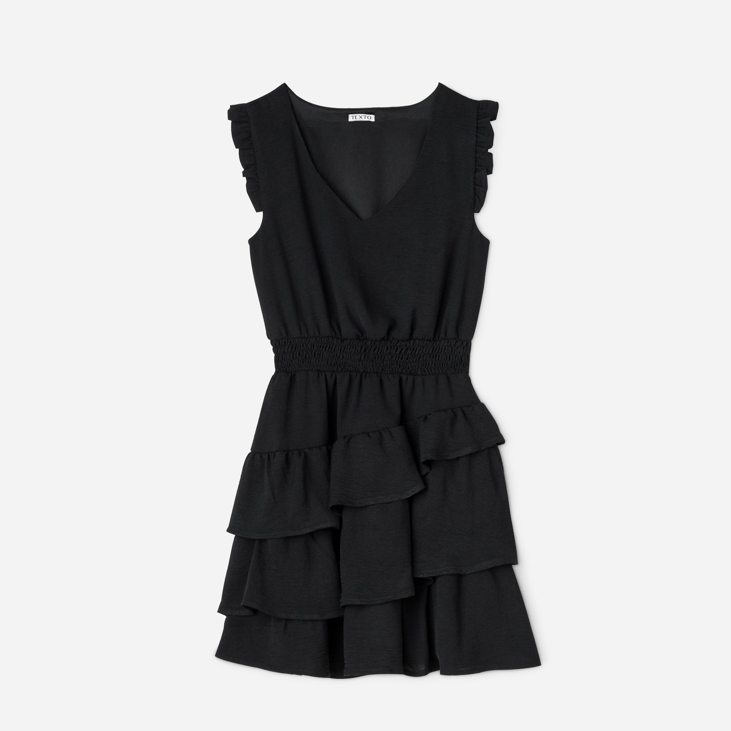 Robe TEXTO noire a volants Textile femme Accessoires ERAM