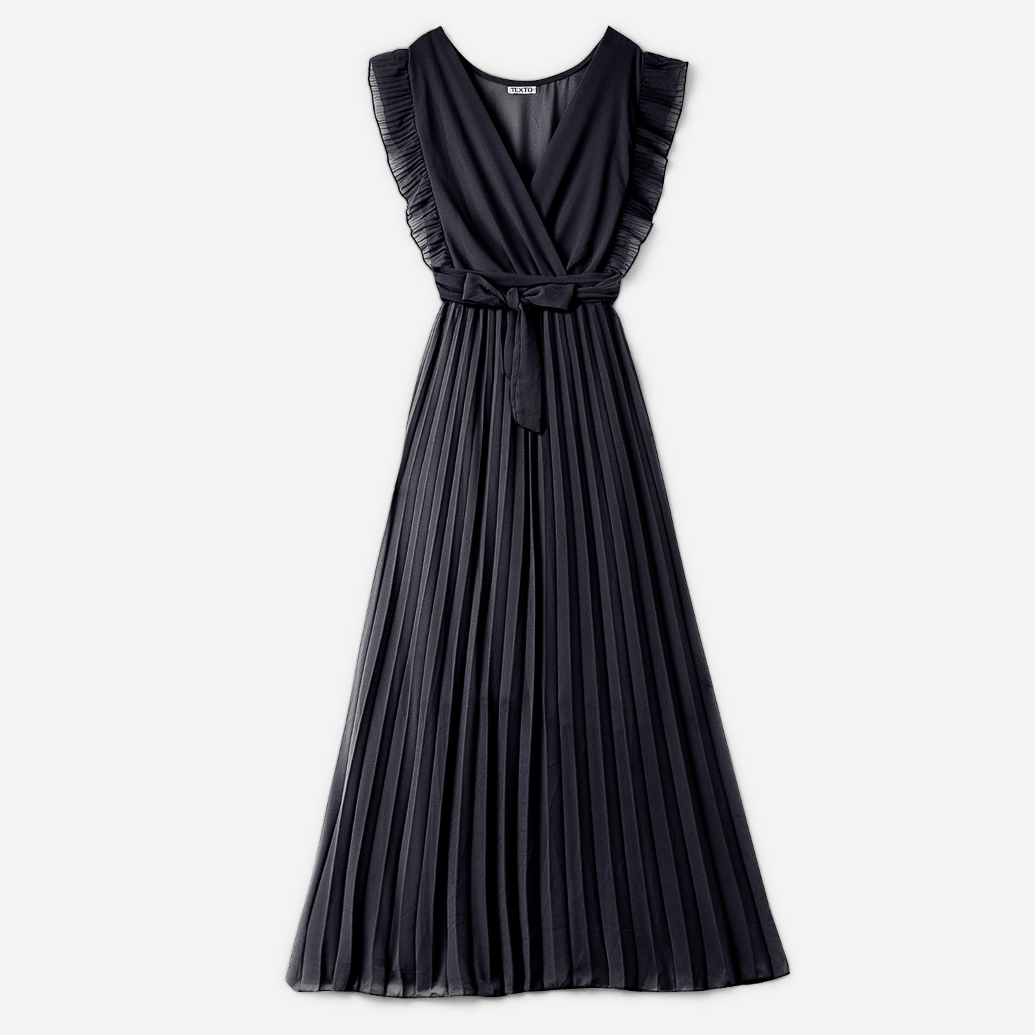 Robe longue TEXTO noire plissee Textile femme Accessoires ERAM