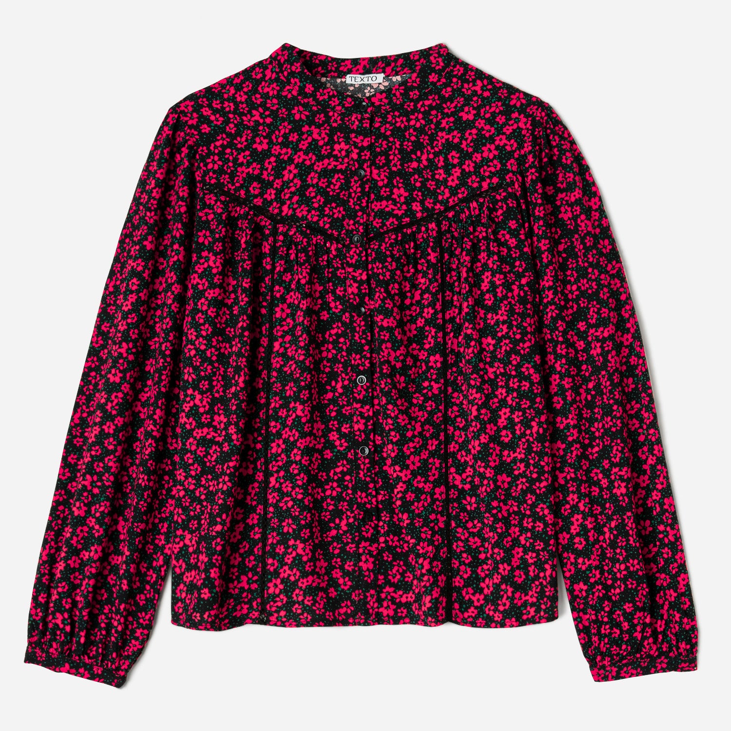 Chemise TEXTO noire a fleurs rouges Textile femme Accessoires ERAM