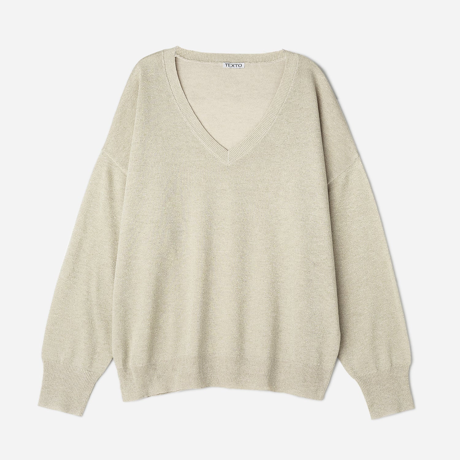 Pull TEXTO beige tricot paillete dore Textile femme Accessoires ERAM