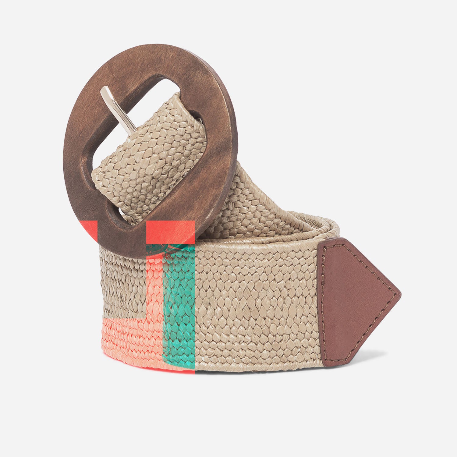 Ceinture beige large avec boucle en bois Eram Accessoires ERAM