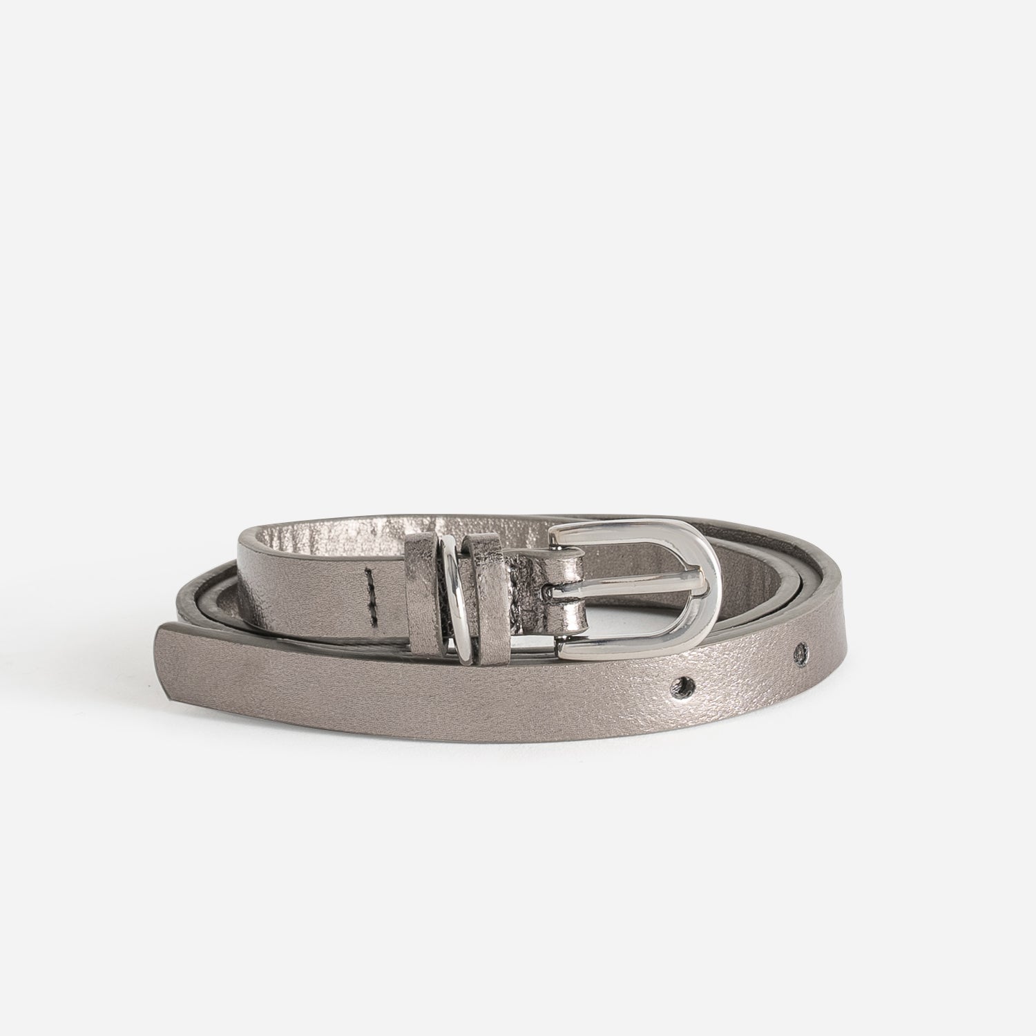 Ceinture fine grise metallisee